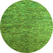 Round Machine Washable Abstract Green Modern Area Rugs, wshabs4283grn