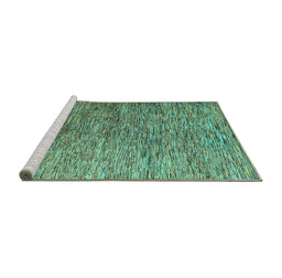 Sideview of Machine Washable Abstract Turquoise Modern Area Rugs, wshabs4283turq