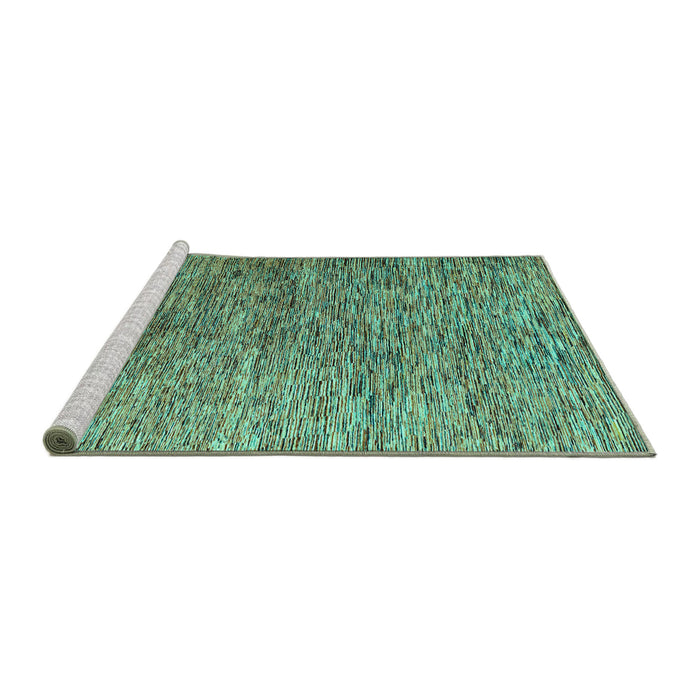 Sideview of Machine Washable Abstract Turquoise Modern Area Rugs, wshabs4283turq