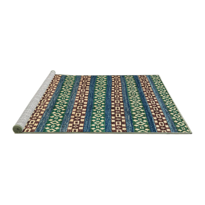 Sideview of Machine Washable Abstract Green Rug, wshabs4284
