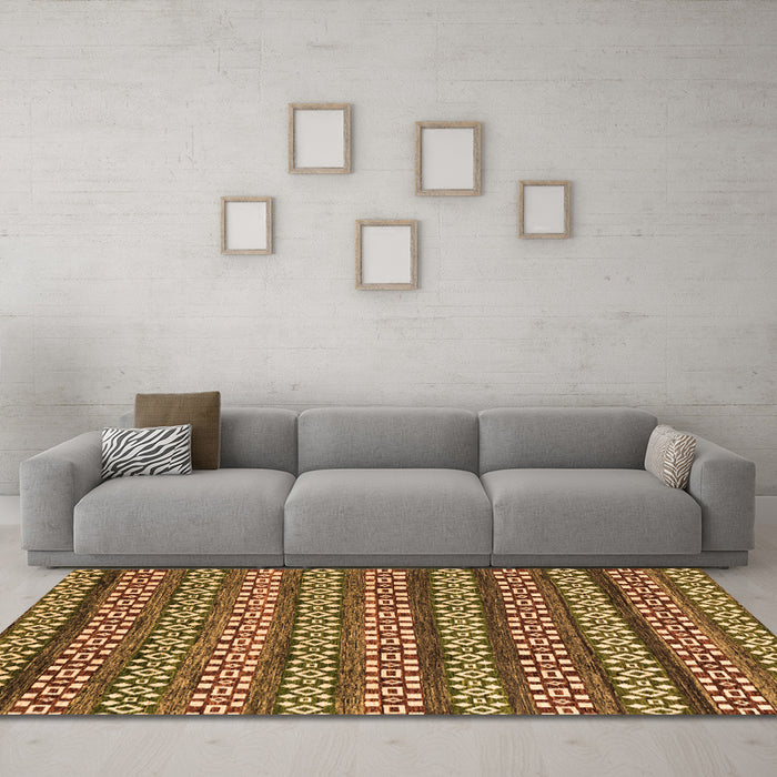 Machine Washable Abstract Orange Modern Area Rugs in a Living Room, wshabs4284org