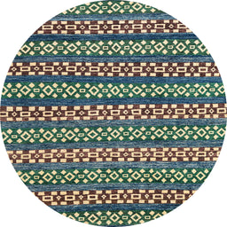 Round Abstract Green Modern Rug, abs4284