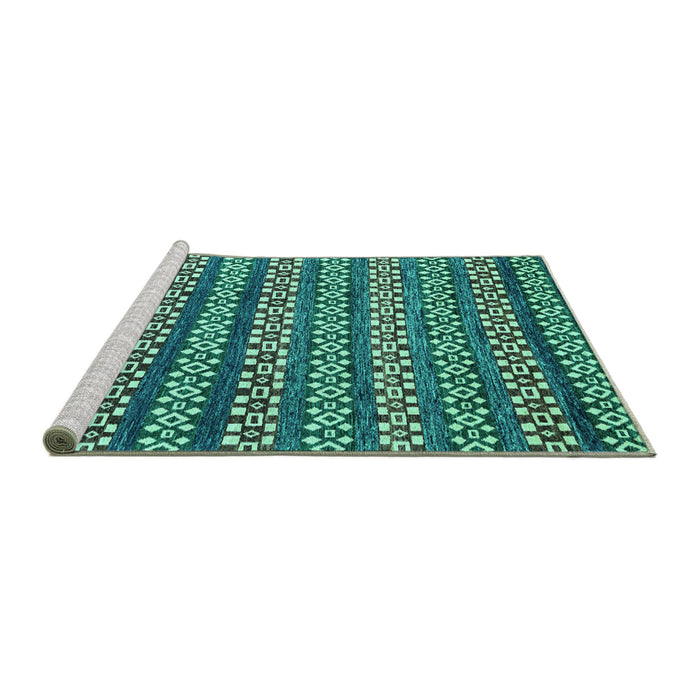 Sideview of Machine Washable Abstract Turquoise Modern Area Rugs, wshabs4284turq