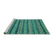 Sideview of Machine Washable Abstract Turquoise Modern Area Rugs, wshabs4284turq