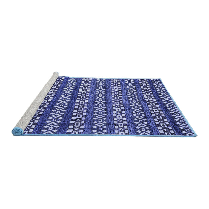 Sideview of Machine Washable Abstract Blue Modern Rug, wshabs4284blu