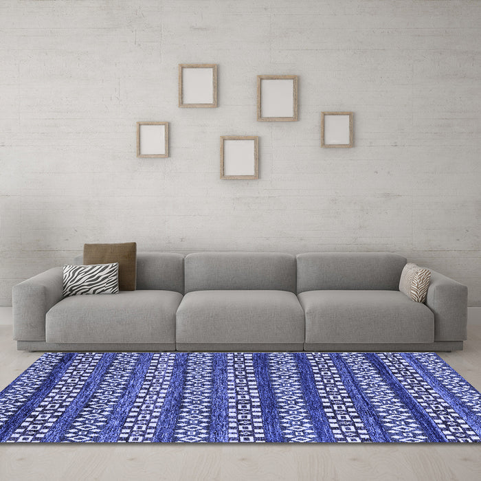 Machine Washable Abstract Blue Modern Rug in a Living Room, wshabs4284blu