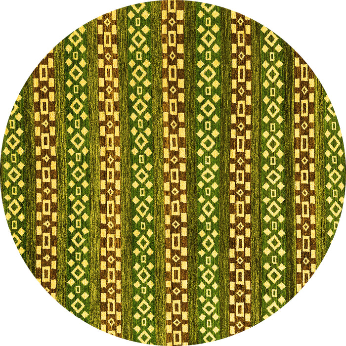 Round Abstract Yellow Modern Rug, abs4284yw