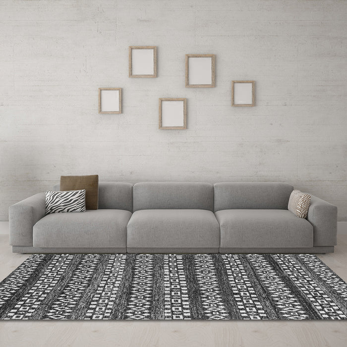 Machine Washable Abstract Gray Modern Rug in a Living Room,, wshabs4284gry