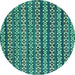 Round Machine Washable Abstract Turquoise Modern Area Rugs, wshabs4284turq