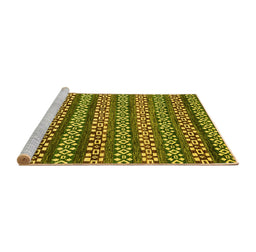 Sideview of Machine Washable Abstract Yellow Modern Rug, wshabs4284yw