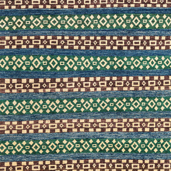 Machine Washable Abstract Green Rug, wshabs4284