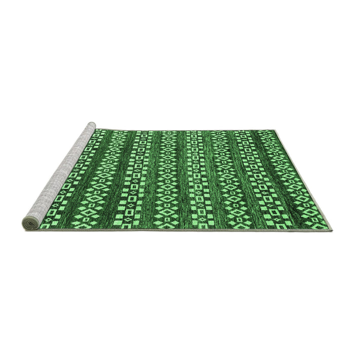 Sideview of Machine Washable Abstract Emerald Green Modern Area Rugs, wshabs4284emgrn