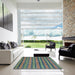 Square Machine Washable Abstract Green Rug in a Living Room, wshabs4284