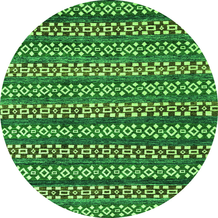 Round Machine Washable Abstract Green Modern Area Rugs, wshabs4284grn
