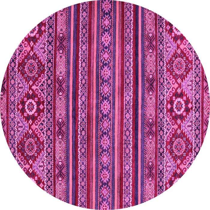 Round Machine Washable Abstract Pink Modern Rug, wshabs4285pnk