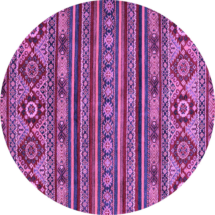 Round Machine Washable Abstract Purple Modern Area Rugs, wshabs4285pur
