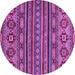 Round Machine Washable Abstract Purple Modern Area Rugs, wshabs4285pur