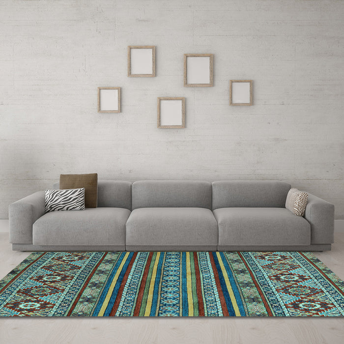 Machine Washable Abstract Light Blue Modern Rug in a Living Room, wshabs4285lblu