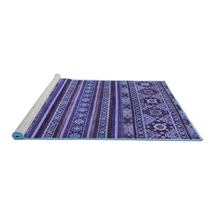 Sideview of Machine Washable Abstract Blue Modern Rug, wshabs4285blu