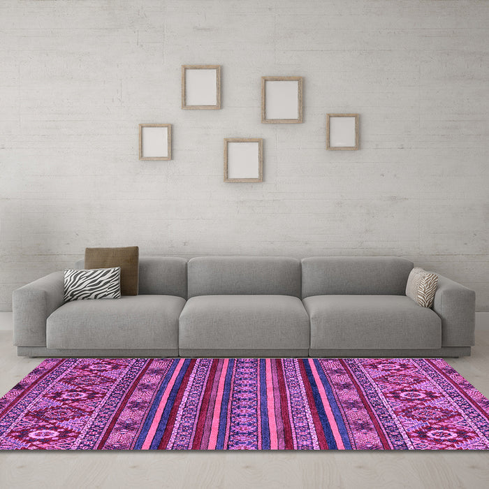 Machine Washable Abstract Purple Modern Area Rugs in a Living Room, wshabs4285pur