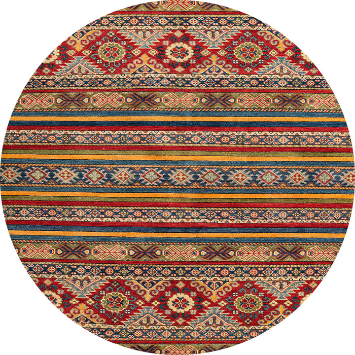 Round Machine Washable Abstract Brown Red Rug, wshabs4285