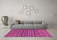 Machine Washable Abstract Pink Modern Rug, wshabs4285pnk