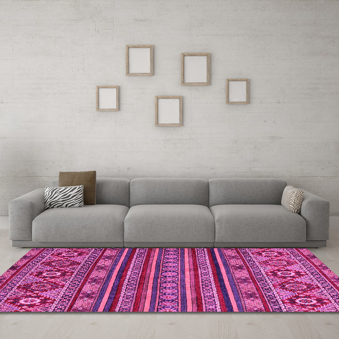 Machine Washable Abstract Pink Modern Rug in a Living Room, wshabs4285pnk
