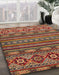 Machine Washable Abstract Brown Red Rug in a Family Room, wshabs4285