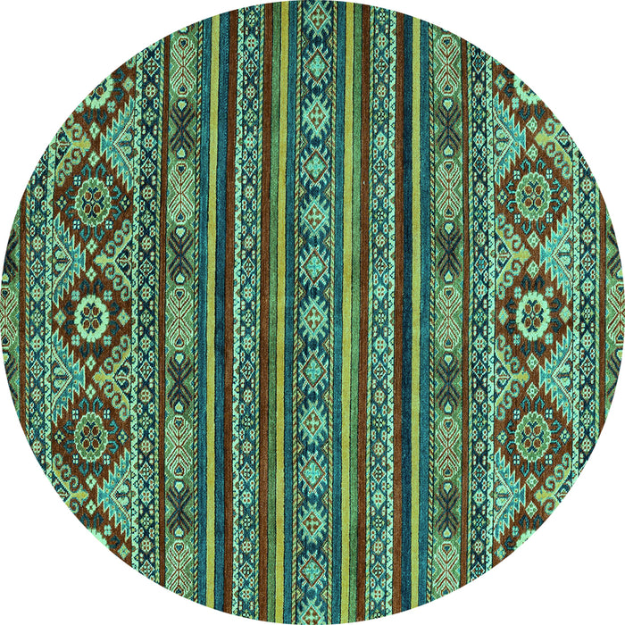 Round Abstract Turquoise Modern Rug, abs4285turq