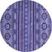 Round Machine Washable Abstract Blue Modern Rug, wshabs4285blu