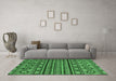 Machine Washable Abstract Emerald Green Modern Area Rugs in a Living Room,, wshabs4285emgrn