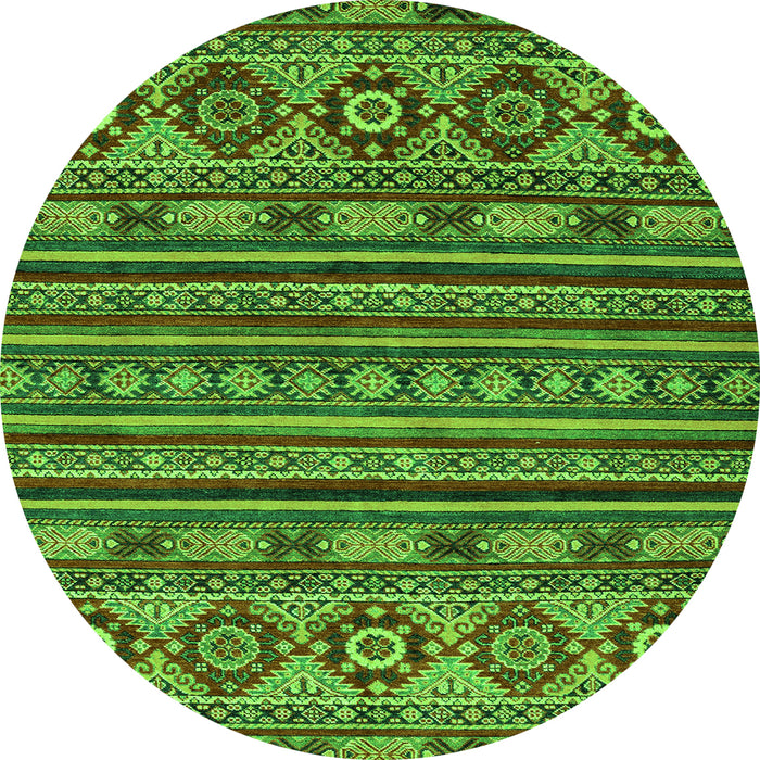 Round Machine Washable Abstract Green Modern Area Rugs, wshabs4285grn