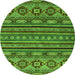 Round Machine Washable Abstract Green Modern Area Rugs, wshabs4285grn