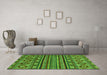 Machine Washable Abstract Green Modern Area Rugs in a Living Room,, wshabs4285grn