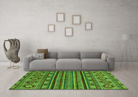 Machine Washable Abstract Green Modern Rug, wshabs4285grn