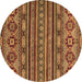 Round Machine Washable Abstract Brown Modern Rug, wshabs4285brn