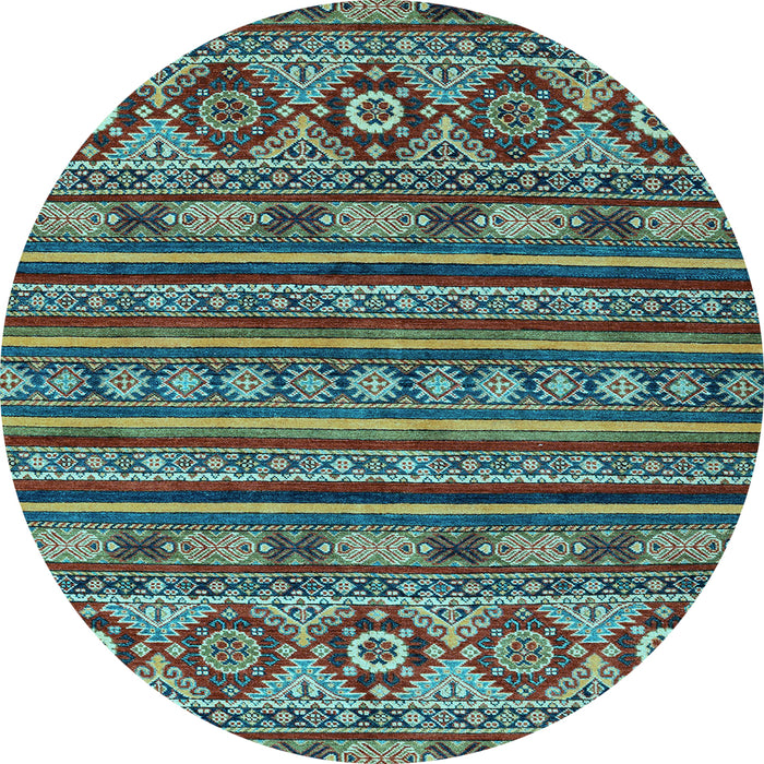 Round Machine Washable Abstract Light Blue Modern Rug, wshabs4285lblu
