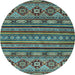 Round Machine Washable Abstract Light Blue Modern Rug, wshabs4285lblu