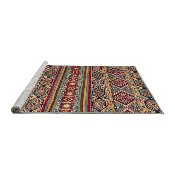 Sideview of Machine Washable Abstract Brown Red Rug, wshabs4286