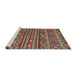 Sideview of Machine Washable Abstract Brown Red Rug, wshabs4286