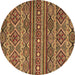 Round Machine Washable Abstract Brown Modern Rug, wshabs4286brn