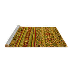 Sideview of Machine Washable Abstract Yellow Modern Rug, wshabs4286yw