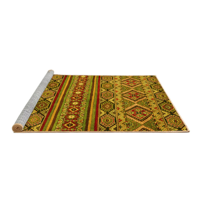 Sideview of Machine Washable Abstract Yellow Modern Rug, wshabs4286yw