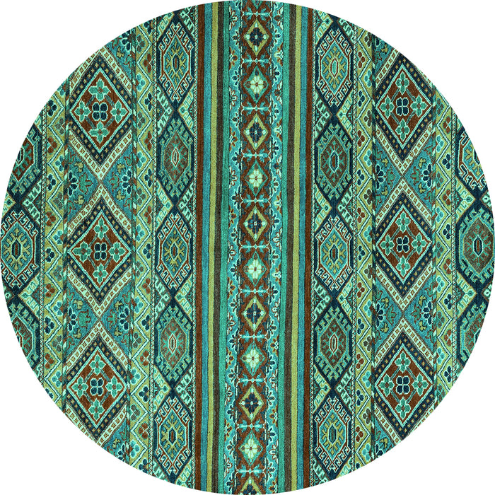 Round Abstract Turquoise Modern Rug, abs4286turq