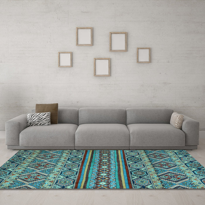 Machine Washable Abstract Light Blue Modern Rug in a Living Room, wshabs4286lblu
