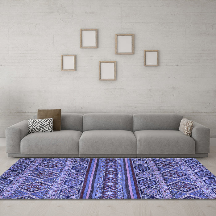 Machine Washable Abstract Blue Modern Rug in a Living Room, wshabs4286blu