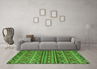 Machine Washable Abstract Green Modern Rug, wshabs4286grn