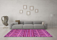 Machine Washable Abstract Pink Modern Rug, wshabs4286pnk