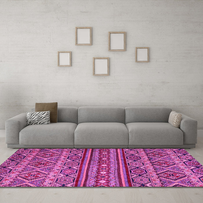 Machine Washable Abstract Pink Modern Rug in a Living Room, wshabs4286pnk