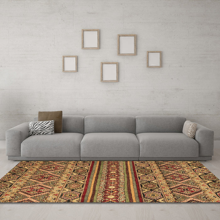 Machine Washable Abstract Brown Modern Rug in a Living Room,, wshabs4286brn